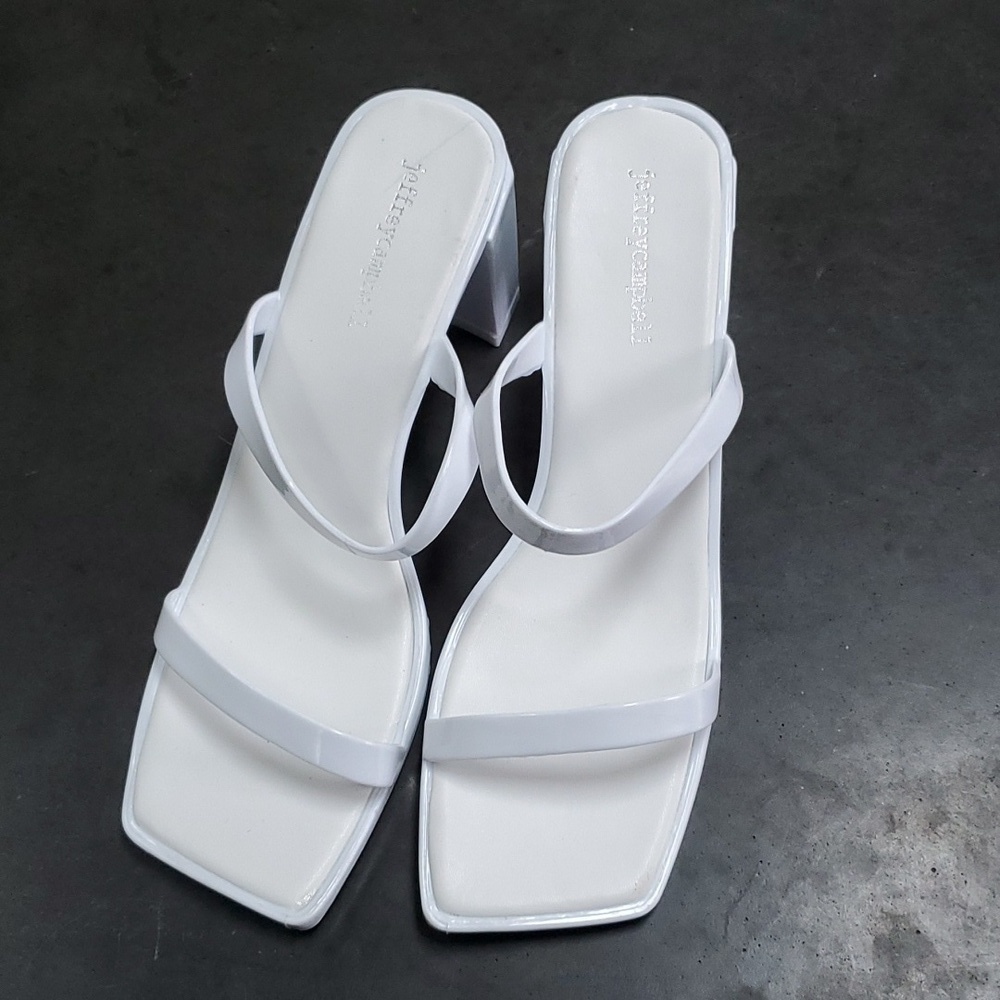 Jeffrey Campbell jamm 3 white double strap block sandals